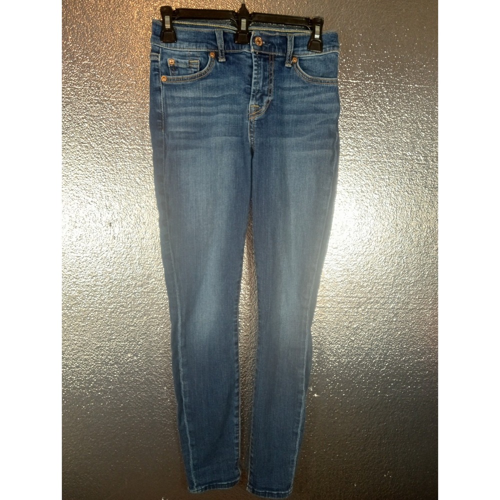 7 For All Mankind Womens Size 26 Blair High Waist Ankle Skinny Jeans Cotton Blue